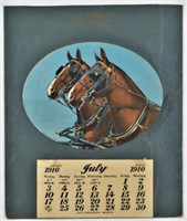 1910 Calendar for J.S. Cusson "The Harness Man"