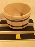 6" Blue Striped Crock Very Good Condition