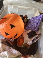 Tub of Halloween decorations