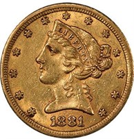 $5 1881-CC PCGS AU55 CAC