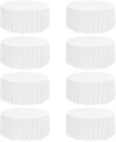 8 Pack White Round Tablecloth 108 Inch