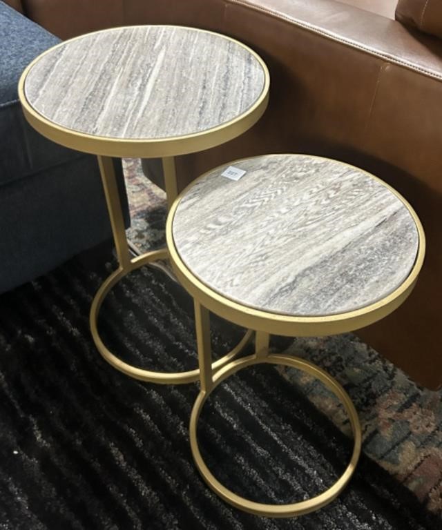 Marble Top Gold Frame Nesting Tables