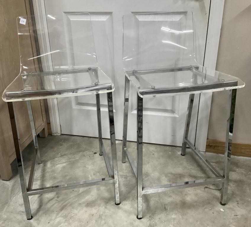 Lucite  Counter Height Stools , Chrome Legs ,