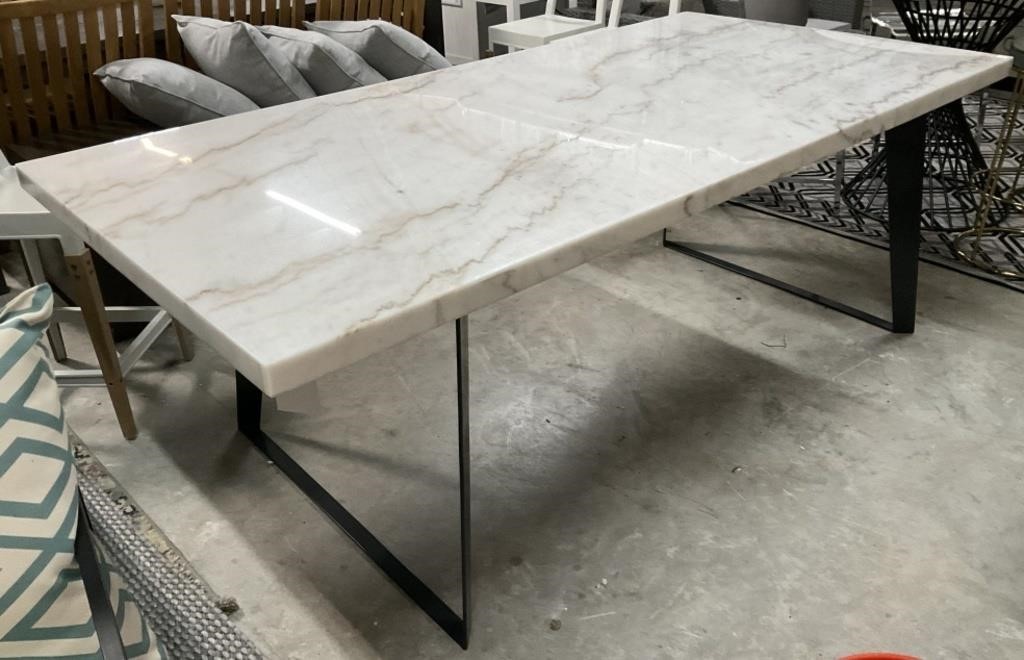 Stone Top Dining Table with Metal Modern Base $$$