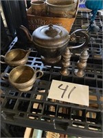 Silver Teapot / Cream & Sugar Set
