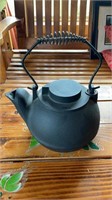 Cast Iron Tea Kettle With Attached Swing Lid,
