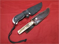 2 knives: 1 Barracuda approx 5" blade w/ sheath,