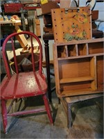 OCCASIONAL TABLE, PLANTER, RED PAINTED