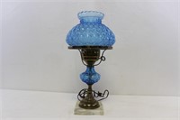Vintage Blue Glass Hurricane Lamp