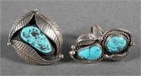 (2) SOUTHWESTERN STERLING TURQUOISE RINGS