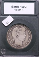 1892 S BARBER HALF DOLLAR VG PQ