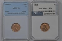 2- Lincoln Head Cents Graded (1909-VDB, 1940)