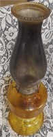 VINTAGE YELLOW GLASS OIL HURRICANE LAMP