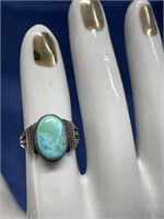 Sterling silver turquoise ring split in band size
