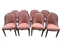 8 WALNUT ROUNDED BACK REGENCY CHAIRS