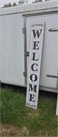 Wood welcome sign painted letters Five foot