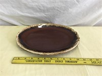 H.P. HULL POTTERY Brown Drip Glaze Platter