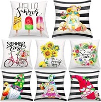 30$-Set of 8 Summer Pillow Covers 18 x 18 Inch