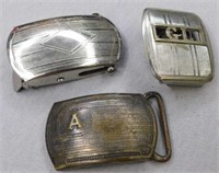 3 belt buckles, initialed ones are deluxeplate