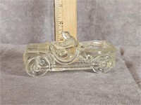 J. H. MILL STEIN CO. JEEP GLASS CANDY CONTAINER