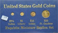 10 K GOLD COINS MINATURE REPLICA SET