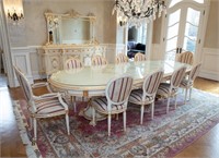 Italian Louis XV dining table and eight chairs