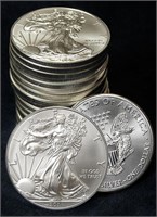 (20) US Silver Eagle Bullion Coins