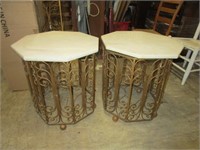 Mid Century Marble Top Side Tables