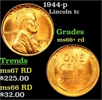 1944-p Lincoln Cent 1c Grades GEM++ RD