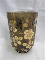 Gilded Floral Motif Glass Vase