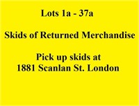 SKIDS OF RETURNED MERCHANDISE AT 1881 SCANLAN ST