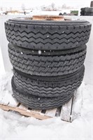 4- 11R22.5 Truck Tires & Rims