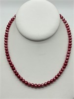 Sterling Dyed Magenta Cultured Pearl Necklace