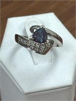 RARE 14K White Gold Diamond & Alexandrite Ring