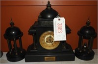 J. Kippen Paris Made 3pc Mantle Clock set with