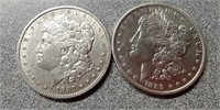 X2  1887 O & 1889 O Morgan silver dollar coin