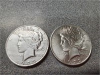 X2  1923 & 1923 S Peace silver dollar coins