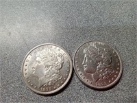 X2  1879 & 1898 Morgan silver dollar coins