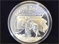 1 oz. .999 Fine Silver Round, (South Dakota)