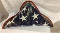 Folded US flag, with sewn white stars, bag is