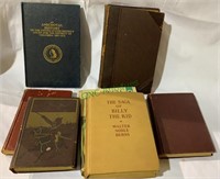 Collection of vintage books including the Saga of