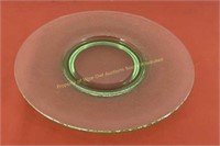 * Green glass cake/dessert platter  12 1/2 "