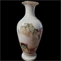 Vintage Hand Painted Ceramic White Vase
