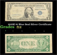 1935E $1 Blue Seal Silver Certificate Grades f, fi