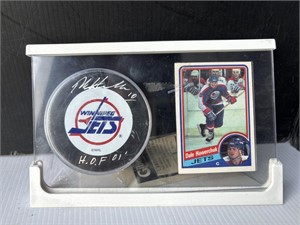 Dale hawerchuk autographed puck and card