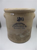 20 Gal. Macomb Pottery Stoneware Crock - Damaged