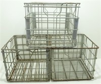 * 3 Vintage Metal Milk Crates - Bordens, Seal