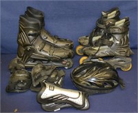 Two pair of Rollerblades with Helmet and Pads