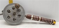 ANTIQUE ICE FISHING ROD N REEL 21"