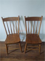 Pair of solid wood dining room chairs
